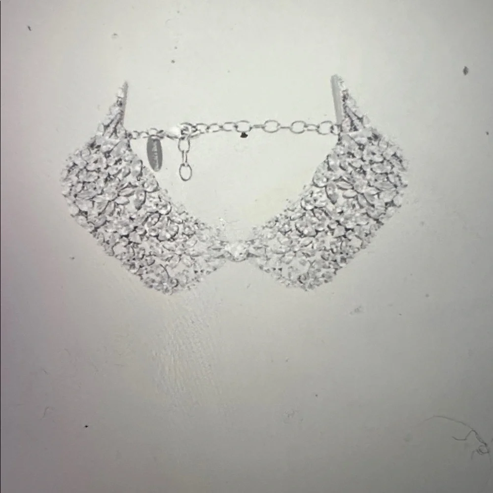 Anne Fontaine Carolina collar Elegant Silver Crystal Collar Necklace - Picture 2 of 5